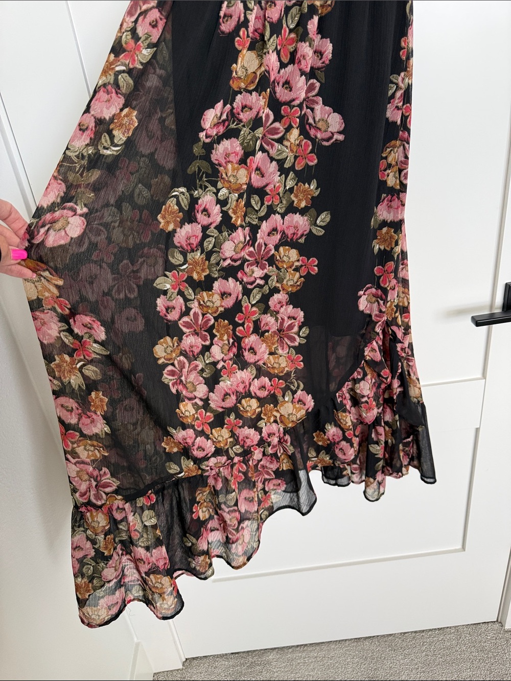 Maurices Black Maxi Dress with Pink Rose Floral Print - Picture 8 of 9